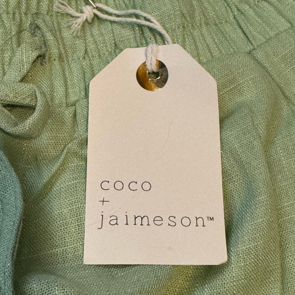 NWT Coco + Jamison linen wide leg cargo pants in teal green. - Picture 2 of 2